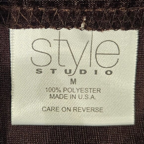 Style Studio Dk Brown Corduroy-Looking Velvet Soft Long Sleeved Dress - M - Picture 8 of 10